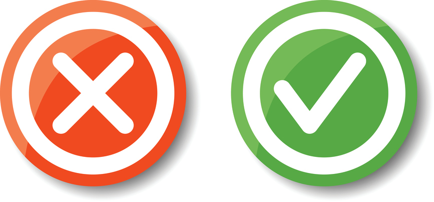 Set of check mark icons. Tick and cross icons